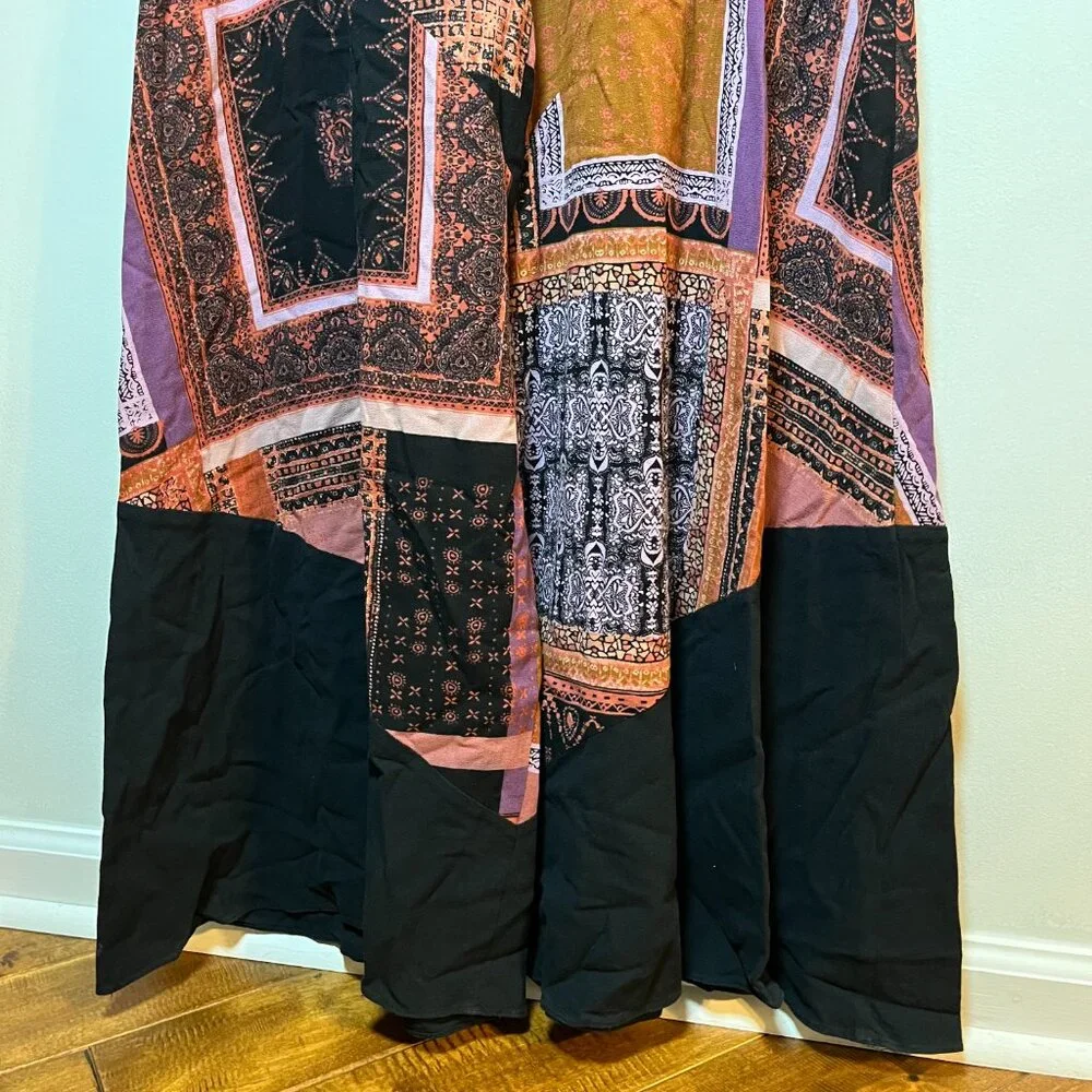 Free People All Patched Up Jumpsuit Pink Purple X-Small Patchwork‎ Boho Wide Leg